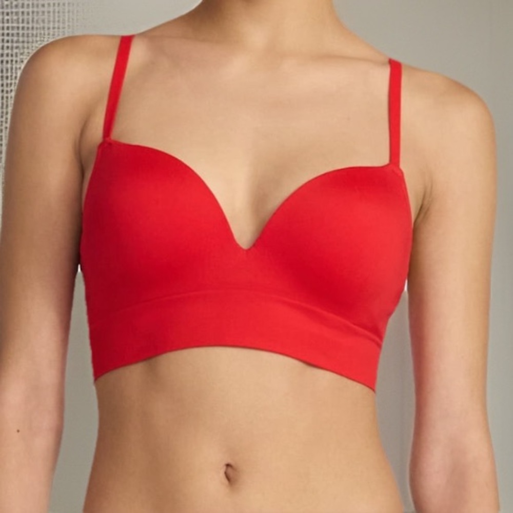 Red Bralette Seamless Wirefree Bra Convert In2 A Racerback Padded Cups Tagless